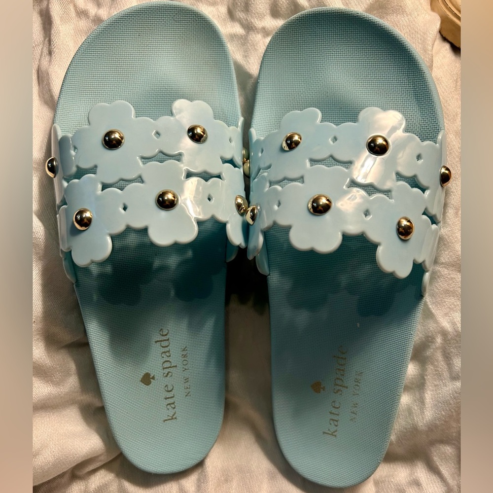 Kate Spade Sky Blue Floral Slides